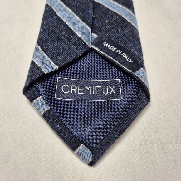 Cremieux Slim Neck Tie Mens Striped Wool blend Made In Italy Blue (33) - Picture 6 of 7